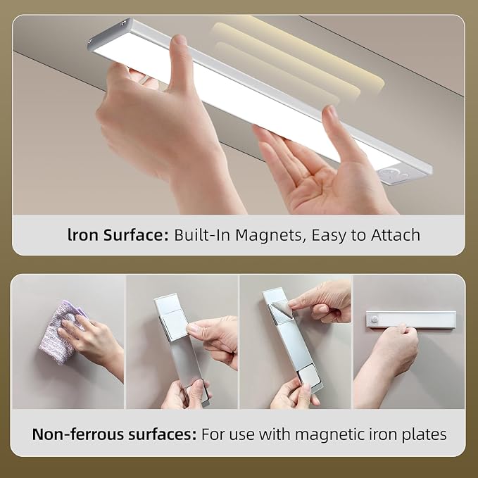 16inch Under Cabinet Lighting, 4 Pack Rechargeable Motion Sensor Light Indoor - Image 8