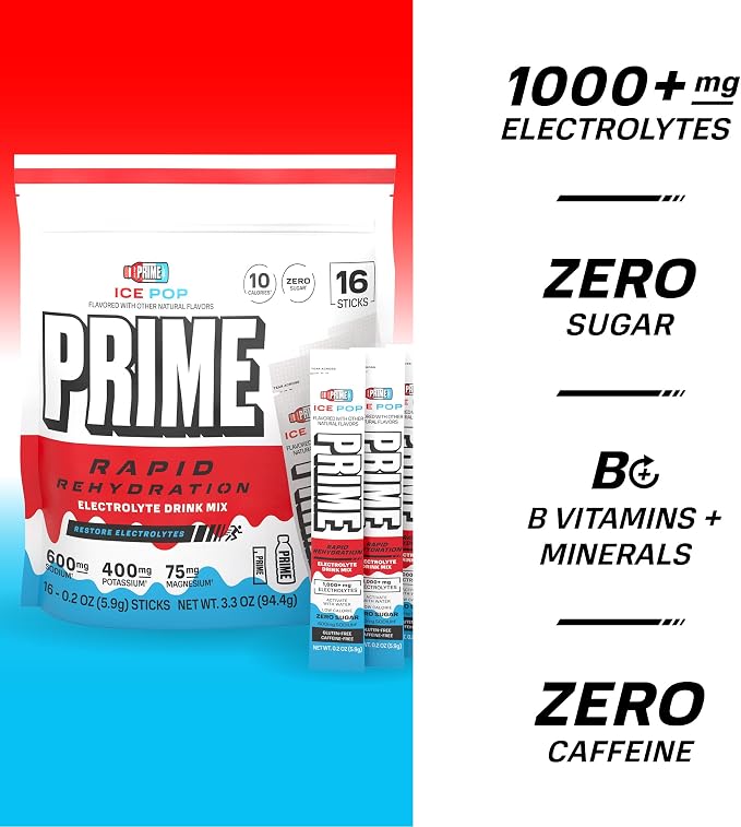 Prime Rapid Rehydration Electrolyte Powder Sticks, Ice Pop, Sugar Free - Image 4
