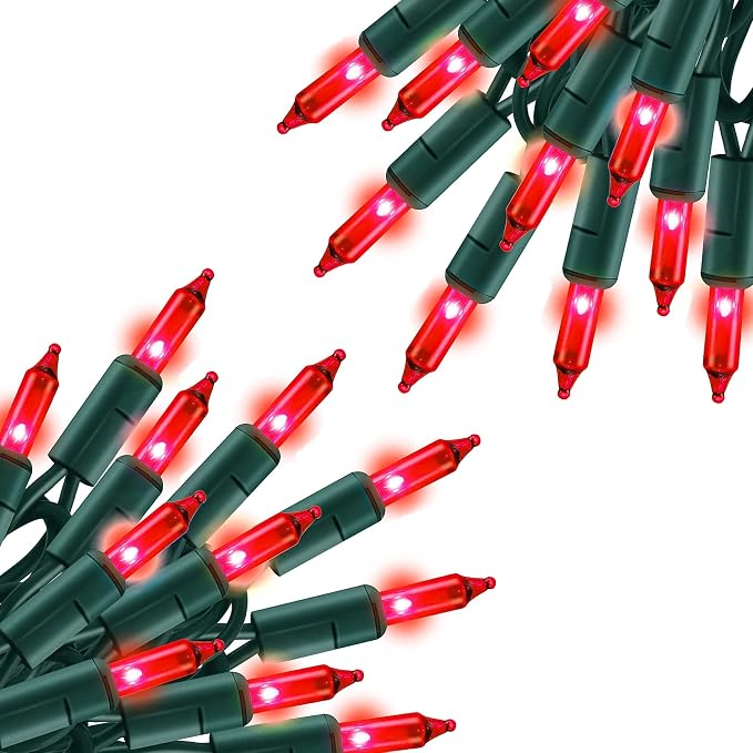 TW SHINE Red Christmas Lights, 2 Pack Total 40 FT 200 Count Incandescent by TWSHINE