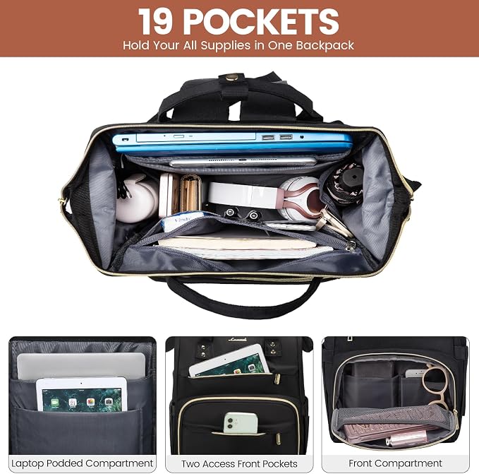 LOVEVOOK Laptop Backpack for Women, 18 Inch Professional Womens Travel Backpack - Image 2