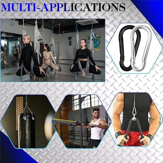 12 Pack 1.57" Heavy Duty Carabiner Clips, M4 Black Galvanized Steel Spring Snap - Image 7