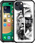 for iPhone 14 Case, Lion Cross Jesus Christ Dove Pattern Graphic Design Girl by FKBRCL4U