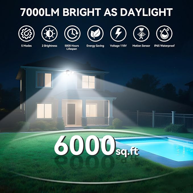 LED Security Lights Motion Sensor Outdoor Lights, 6500K Daylight, IP65 - Image 3