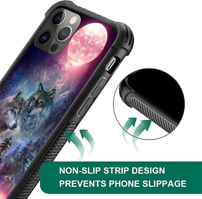 for iPhone 11 Pro Case, Star Two Wolfs Howling Pattern Graphic Design Girl Boy - Image 6