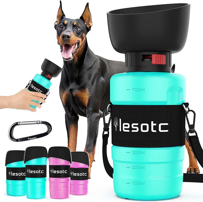 lesotc Dog Water Bottle, Portable Dog Water Dispenser, Leak Proof Dog Travel by lesotcbrand