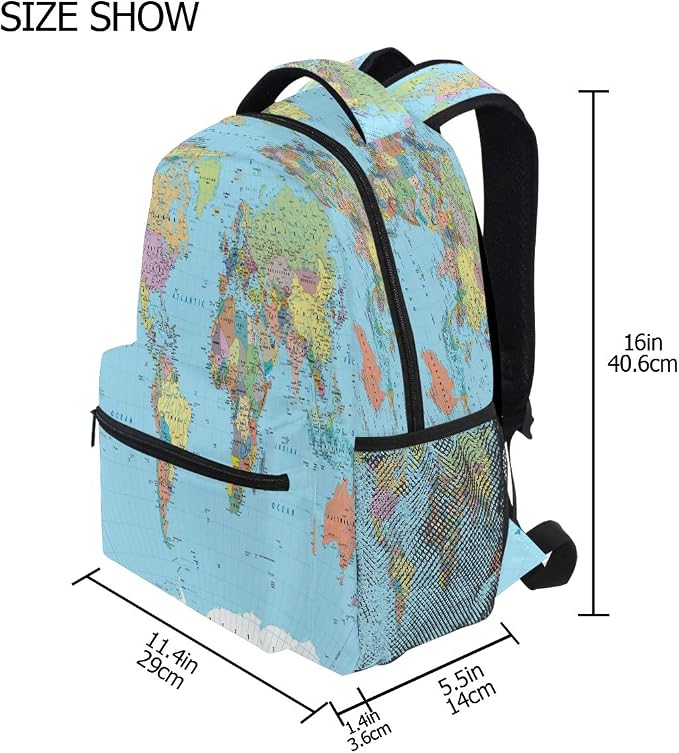 Backpacks Globe World Map School Bag Student Bookbag Adjustable Shoulder Bags - Image 7