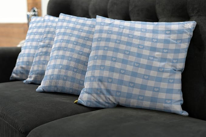 Ambesonne Checkered Decorative Throw Pillow Case Pack of 4, Gingham Motif - Image 7