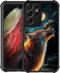 for Samsung Galaxy S21 Ultra Case, Star Cave Hungry Wolf Pattern Graphic Design by FKBRCL4U