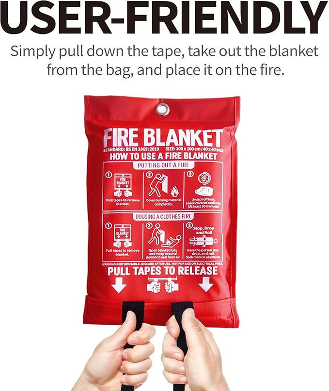 Fire Blanket for Kitchen and Home, Fiberglass Emergency Fire Blanket, 4 Pack - Image 4