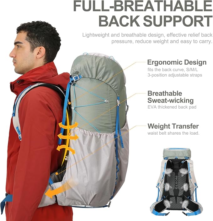 IX INOXTO 55L Internal Frame Waterproof Hiking Camping Backpack - Image 3