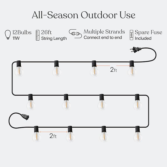 Brightech Ambience Pro LED String Lights - 26 Ft Patio Lights Outdoor - Image 5