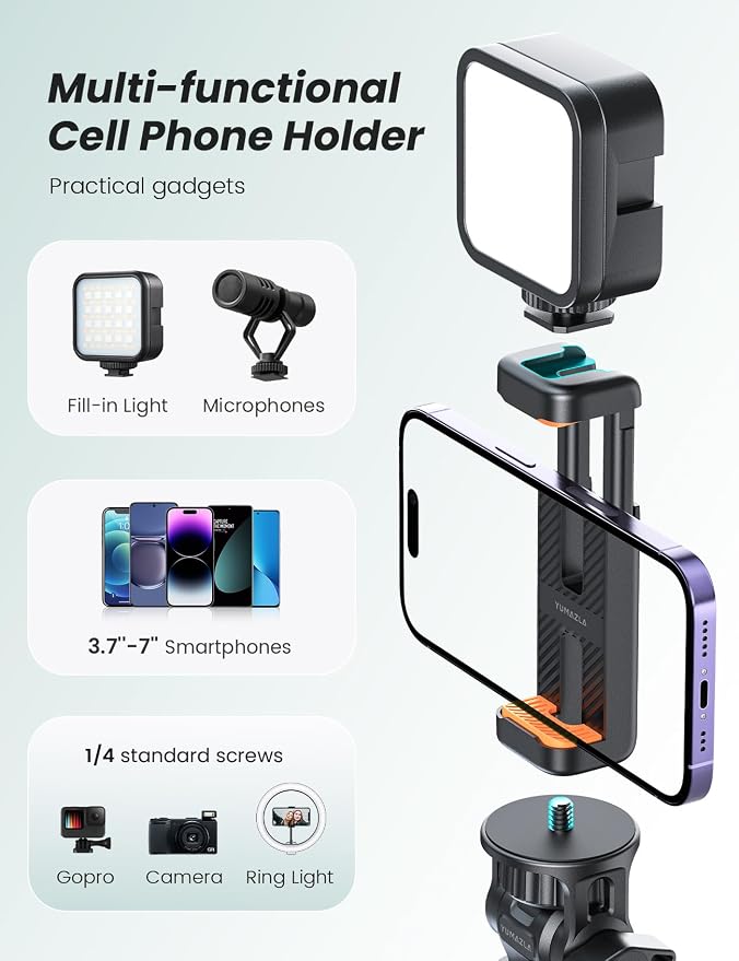 71''/180cm Extendable Phone Tripod Aluminum, Portable Stand - Image 6