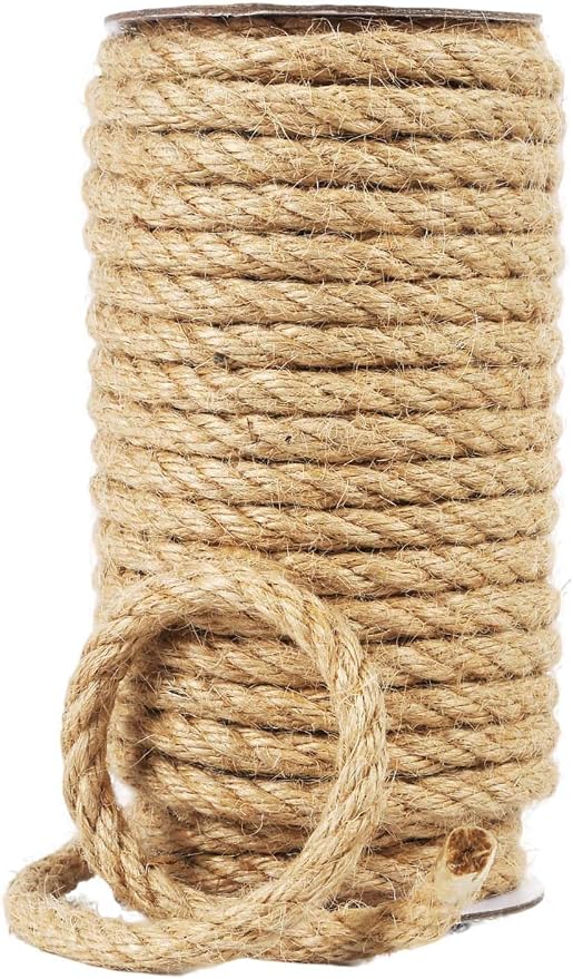 Natural Jute Twine, 8MM x 50FT Jute Rope Roll, Heavy Duty Thick Twine by RadixRope