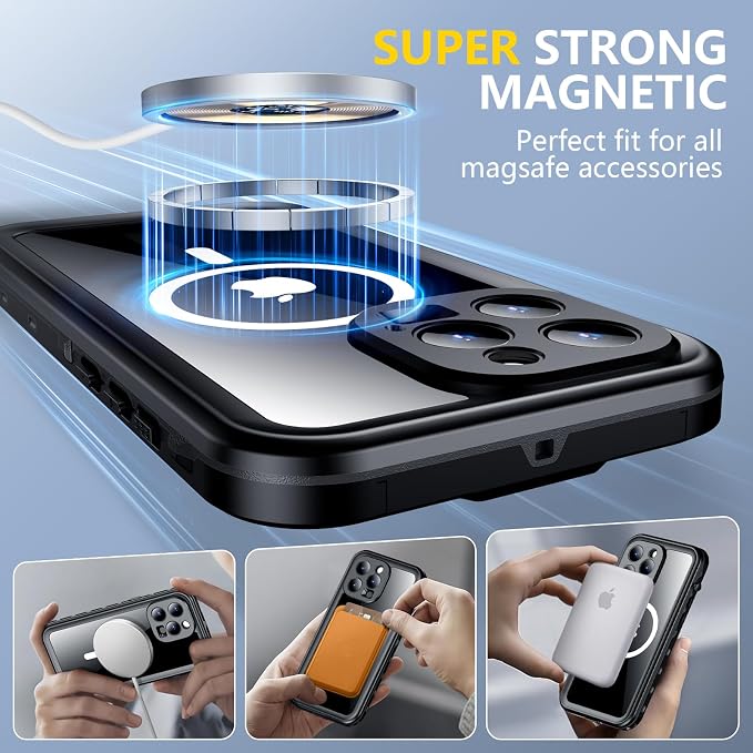 Red2Fire for iPhone 15 Pro Case Waterproof, Phone Case 6.1" Black/Clear - Image 4