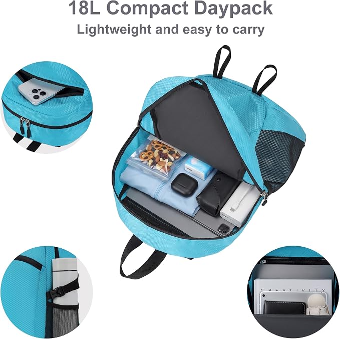 Lightweight Hiking Backpack 18L Packable Foldable Small Daypack Collapsible - Image 3