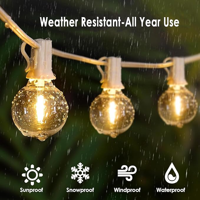 G40 LED Outdoor String Lights White 100FT Patio Lights - Image 5
