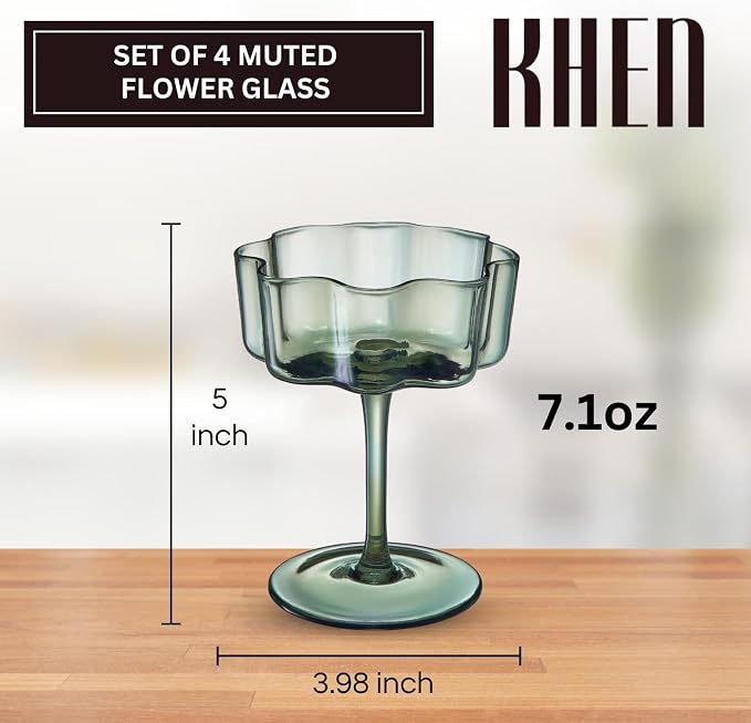 Khen Shatterproof Acrylic Flower Wavy Vintage Art Deco Martini, Champagne & - Image 2