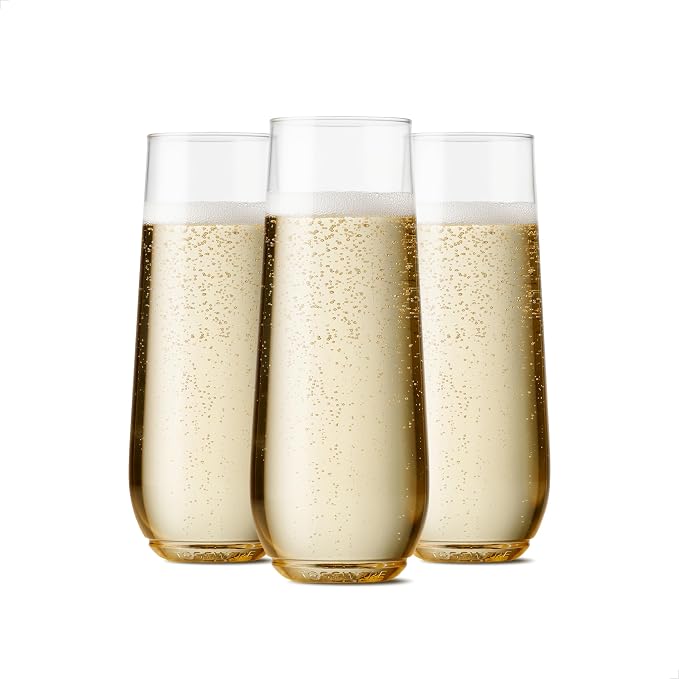 TOSSWARE POP 9oz Flute, Recyclable, Unbreakable & Crystal Clear Plastic by TOSSWARE