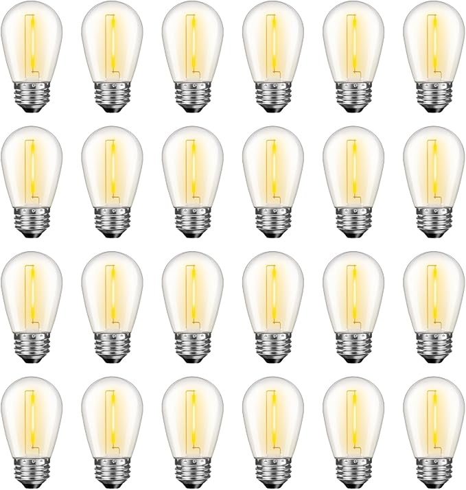 GvvooHome 24 Pack LED S14 Replacement Light Bulbs, Waterproof 1W Vintage Edison by GvvooHome