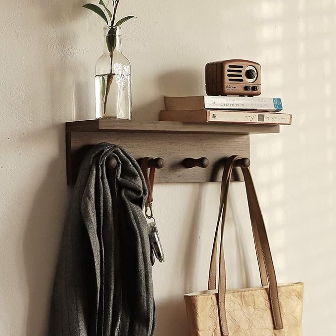 Entrance Coat Rack ，Coat Hooks, Wall-Mounted Wooden Hook Rack, Wall-Mounted - Image 4