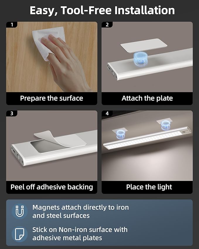 Under Cabinet Lights, Motion Sensor Light Indoor, Wireless Closet Lights - Image 6