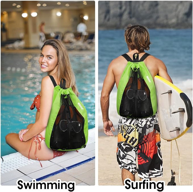 WANDF Swim Bag Mesh Drawstring Backpack Beach Backpack - Image 8