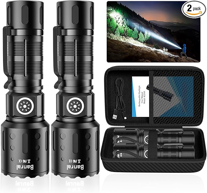 Rechargeable Flashlights High Lumens, Super Bright LED Small Powerful Tactical by Banral