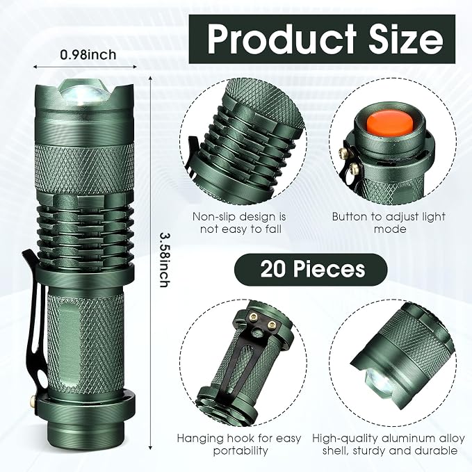 Fumete 20 Pieces LED Flashlight Mini 3 Mode Tactical Torch Small Water - Image 2