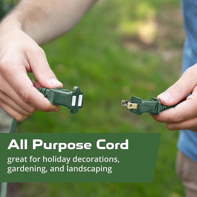 Iron Forge Cable 2 Prong Outdoor Extension Cord 50 ft, 16/2 Weatherproof Green - Image 4