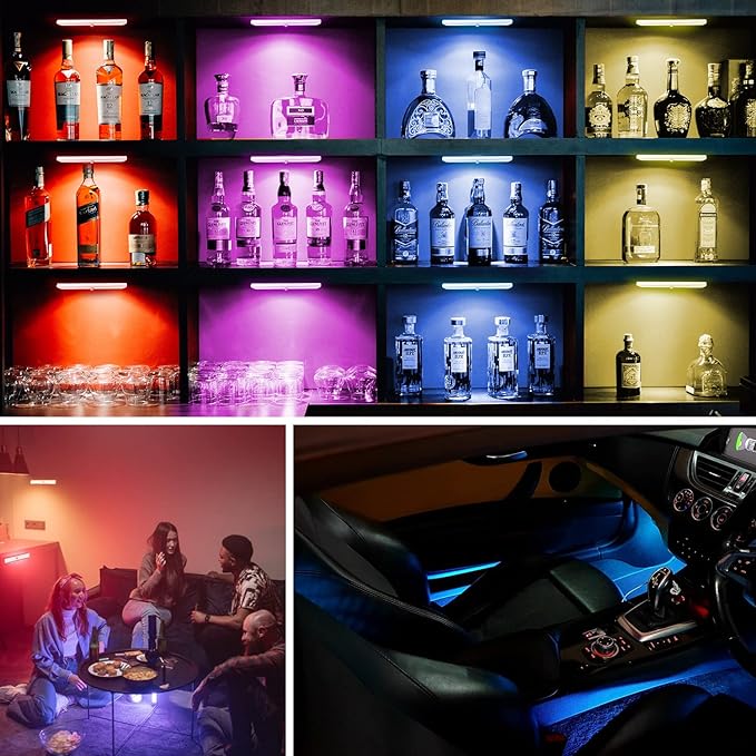 Remote Control RGB Lights Under Cabinet Lighting Rechargeable, 48-LED Wireless - Image 2