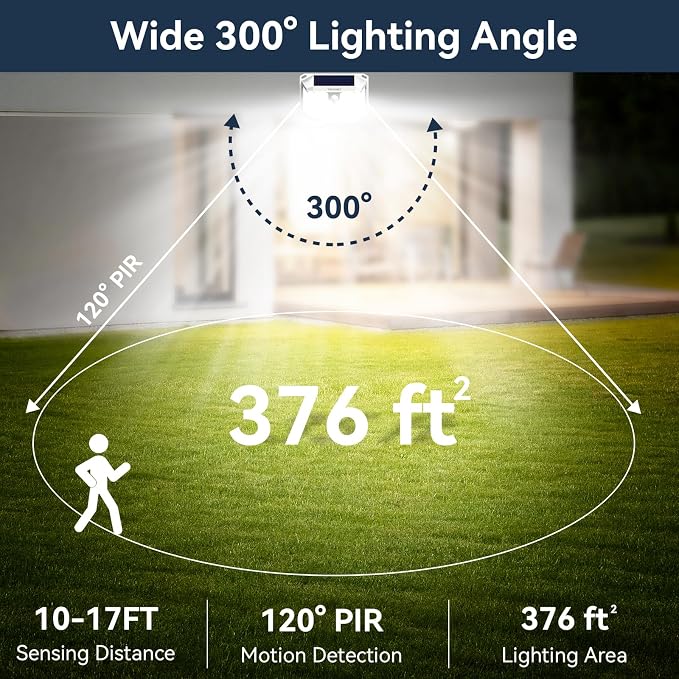 TECKNET 231 LED Solar Motion Lights Outdoor Waterproof, 6 Pack 300° Angle & 3 - Image 3
