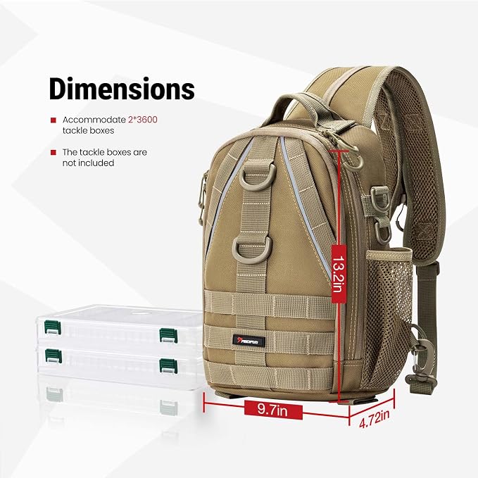 Piscifun Fishing Backpack with Rod Holder, Lightweight Sling Bag Storge Gear - Image 6