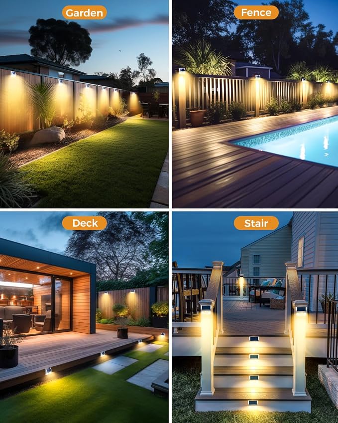 vighep 4 Pack Solar Lights Outdoor Motion Sensor, Waterproof Fence Lights 3 - Image 7