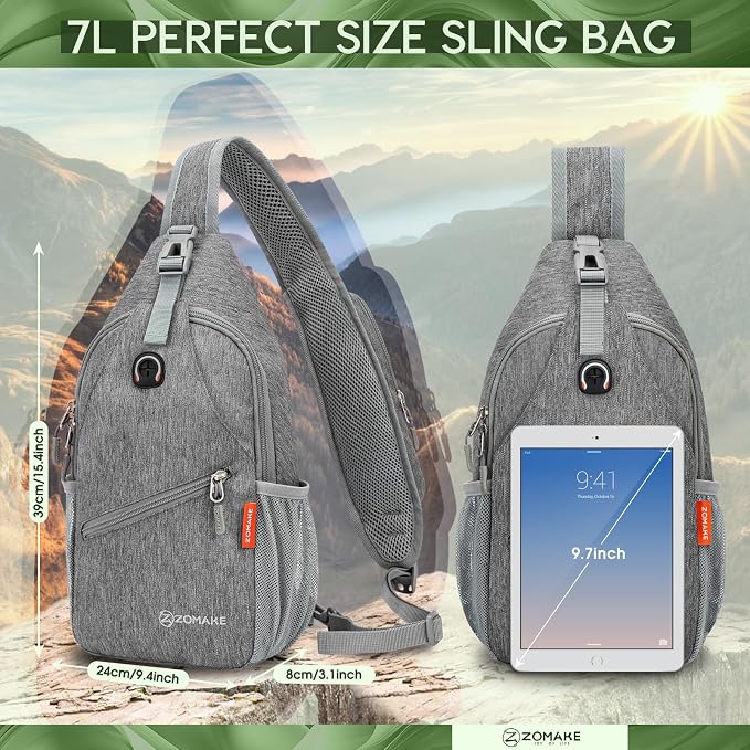 ZOMAKE Sling Bag, Small Crossbody Sling Backpack, Water Resistant Shoulder - Image 4