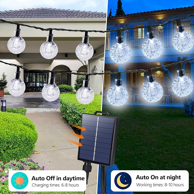 Joomer Solar String Lights Outdoor, 65FT 100LED Globe String Lights 8 Lighting - Image 2