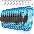 10 Pack Aluminum D Ring Key Rings Clips Locking Carabiner by Manesi