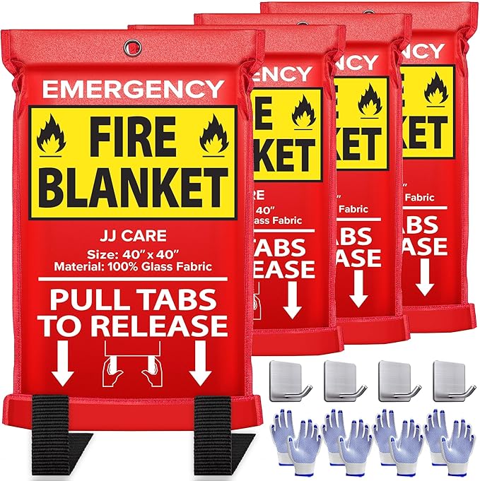 JJ CARE Fire Blanket – 4 Packs by JJCARE