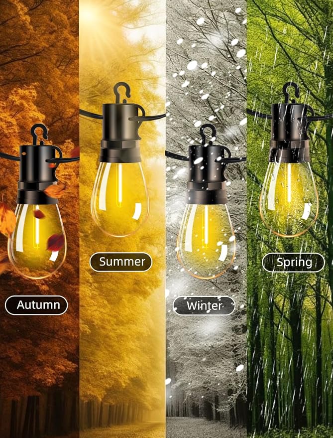 Outdoor Patio String Lights: S14 Shatterproof Bulb Outside Waterproof Light - - Image 8