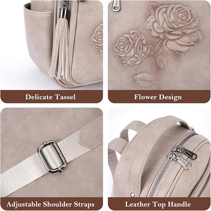 Mini Backpack Purse for Women, Embossed Leather Small Backpack Fashion Travel - Image 6