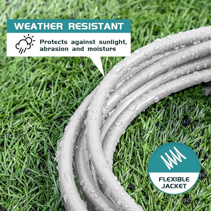 Indoor Outdoor Extension Cord Weatherproof, UL Listed, 16 Gauge 20FT White 3 - Image 4
