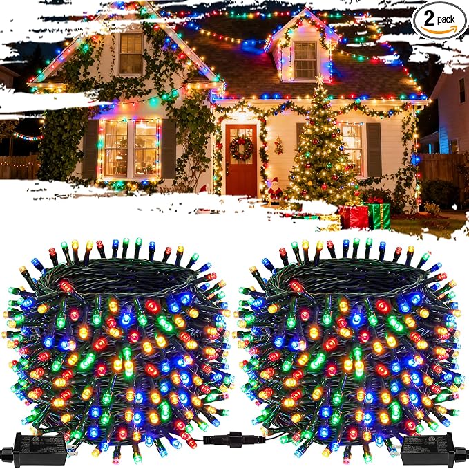 2-Pack Connectable Christmas Lights Outdoor, Total 164FT 400LED Christmas by OZS
