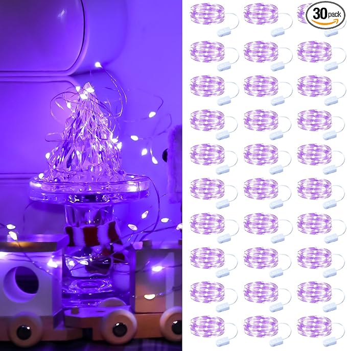 ZSJWL 30 Pack Purple Fairy Lights Battery Operated, 7Ft 20LED Mini String Light by ZSJWL