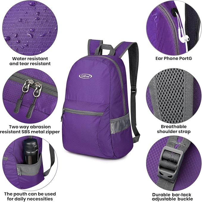 G4Free 20L Lightweight Packable Backpack Travel Hiking Daypack Foldable Backpack - Image 3