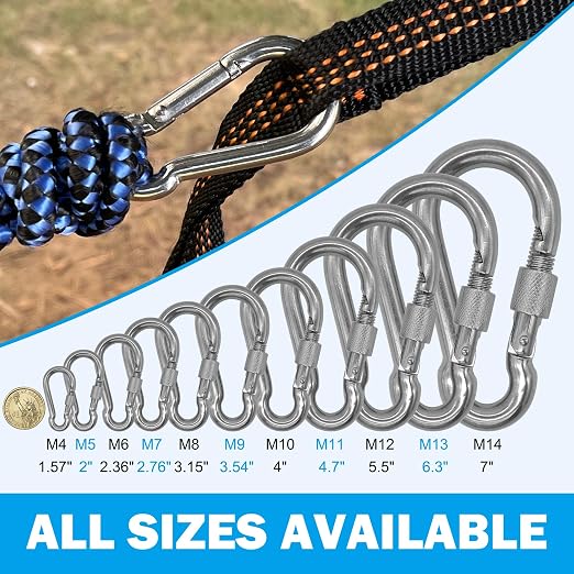 304 Stainless Steel Carabiners -3.54 inch Heavy Duty, Durable & Rust-Free Clips - Image 5