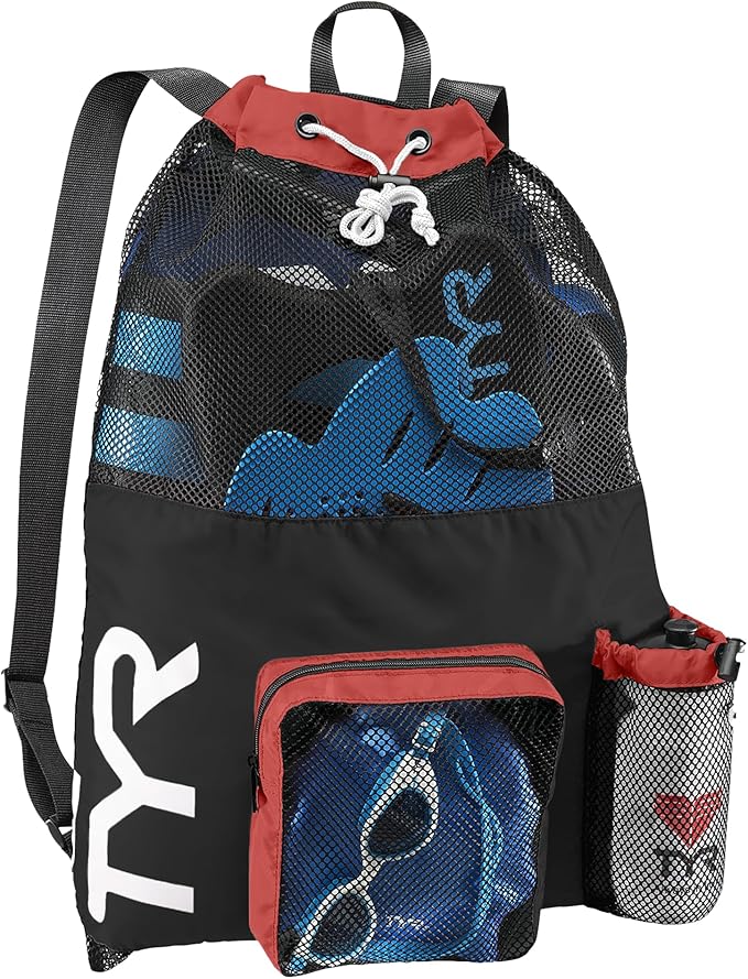 TYR Big Mesh Mummy Backpack for Swim, Gym and Workout Gear, 40-Liter Capacity by TYR