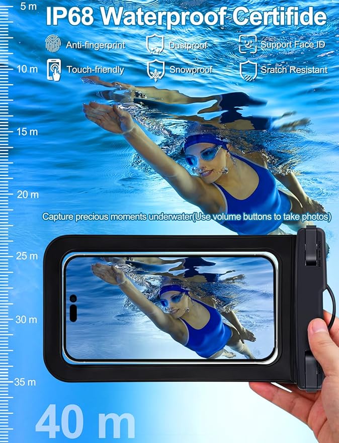 4 Pack Multicolor Universal Waterproof Phone Pouch, Large Phone Waterproof Case - Image 4