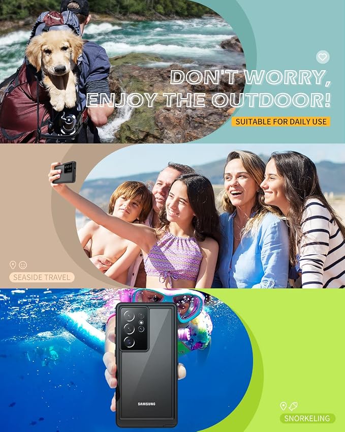 Lanhiem for Samsung Galaxy S23 Ultra Case, IP68 Waterproof Dustproof Case - Image 7