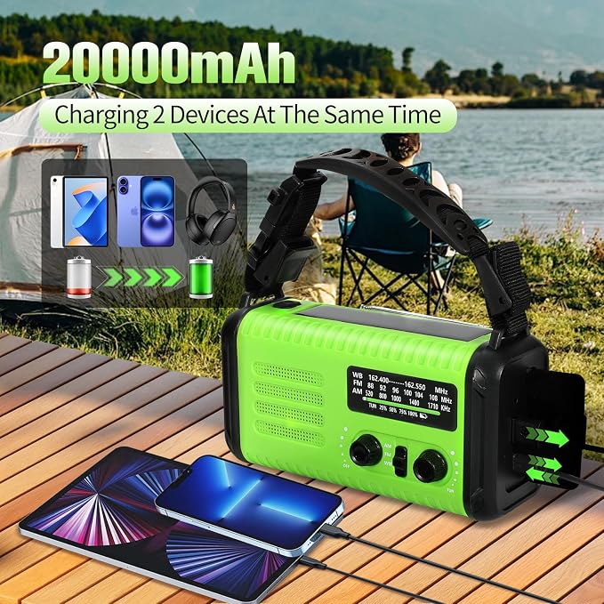 20000mAh / 74000mWh Emergency Crank Radio, NOAA/AM/FM Portable Weather Radio - Image 2