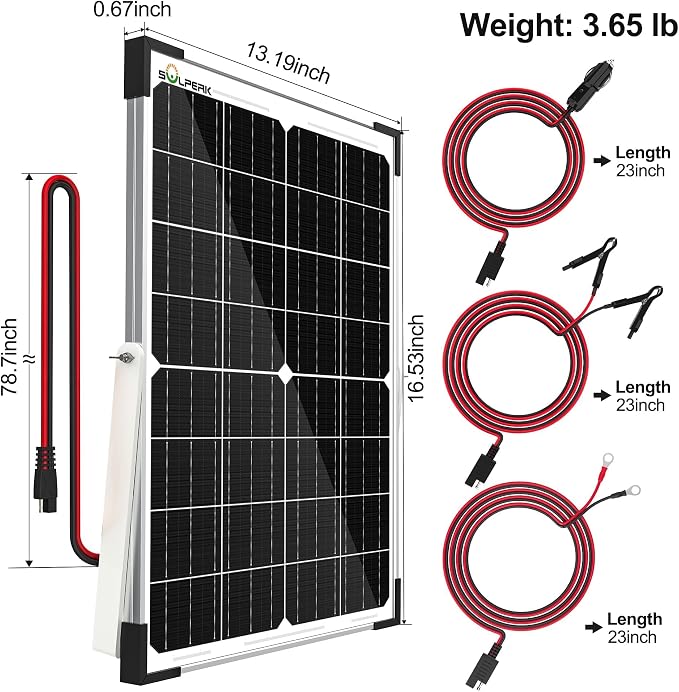 SOLPERK 25W 12V Solar Battery Charger, Waterpoof Solar Panel Kit - Image 6