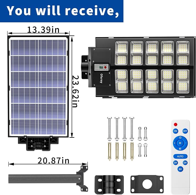 Ofuray Solar Street Lights Outdoor, Solar Security Flood Lights Parking Lot - Image 6